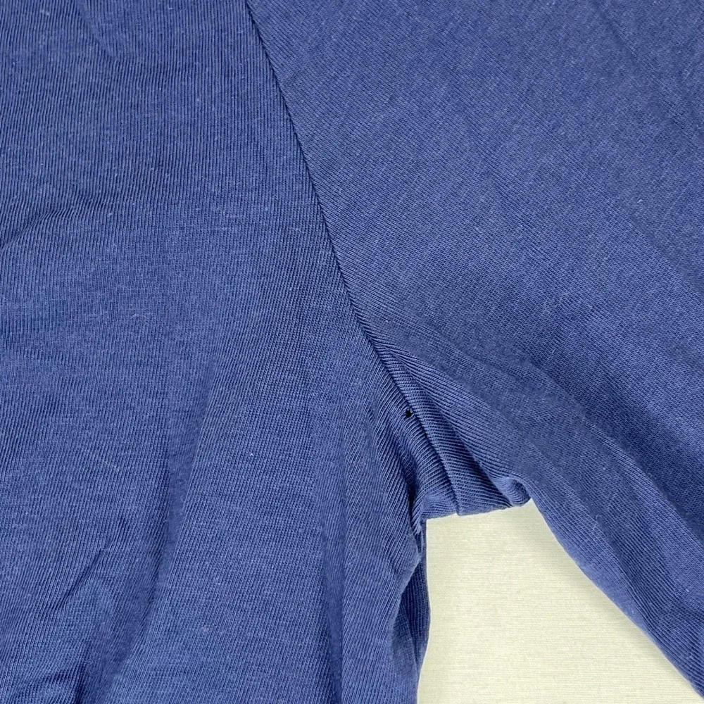 Abercrombie & Fitch Top Womens Medium Blue Cotton Crochet Lace Long Sleeve Y2K